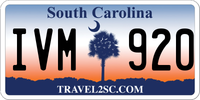 SC license plate IVM920