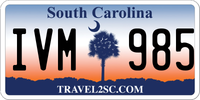 SC license plate IVM985
