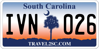 SC license plate IVN026