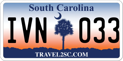 SC license plate IVN033