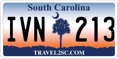 SC license plate IVN213