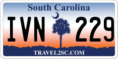 SC license plate IVN229