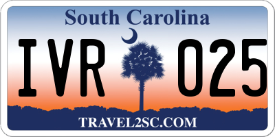 SC license plate IVR025