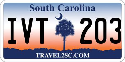 SC license plate IVT203