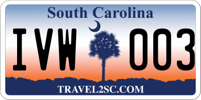 SC license plate IVW003