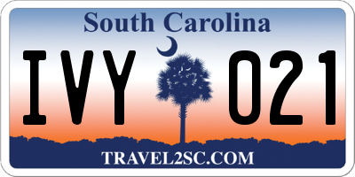 SC license plate IVY021