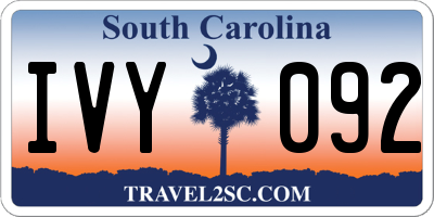 SC license plate IVY092