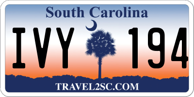 SC license plate IVY194