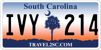 SC license plate IVY214