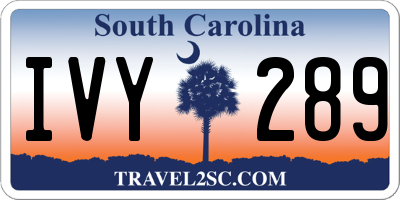 SC license plate IVY289