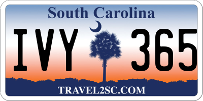 SC license plate IVY365