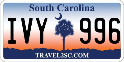 SC license plate IVY996