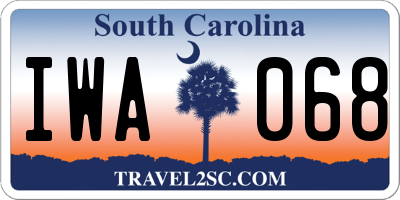 SC license plate IWA068