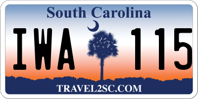 SC license plate IWA115
