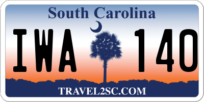 SC license plate IWA140