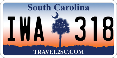 SC license plate IWA318