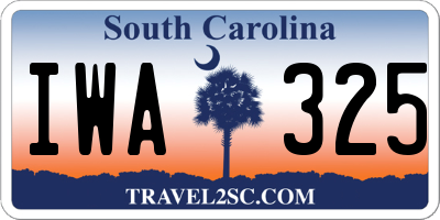 SC license plate IWA325