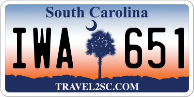 SC license plate IWA651