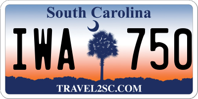 SC license plate IWA750