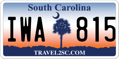 SC license plate IWA815