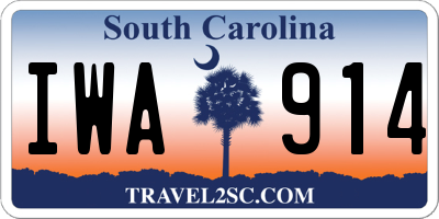 SC license plate IWA914