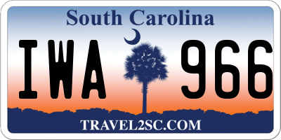SC license plate IWA966