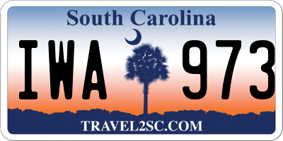 SC license plate IWA973