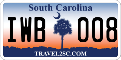 SC license plate IWB008
