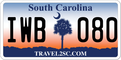 SC license plate IWB080