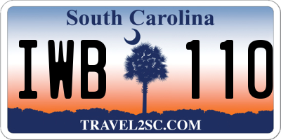 SC license plate IWB110