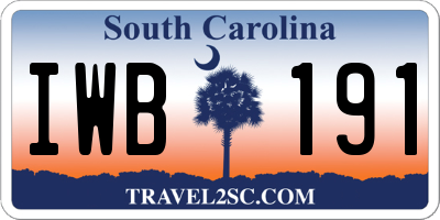SC license plate IWB191