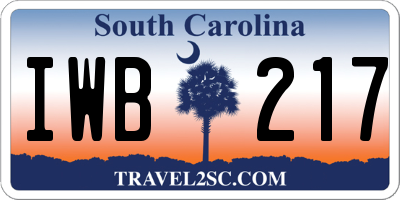 SC license plate IWB217