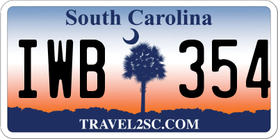 SC license plate IWB354