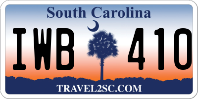 SC license plate IWB410