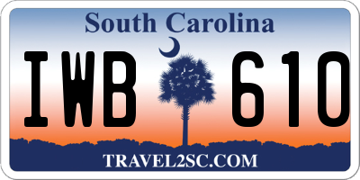 SC license plate IWB610