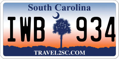 SC license plate IWB934