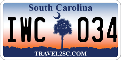 SC license plate IWC034