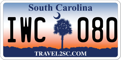 SC license plate IWC080
