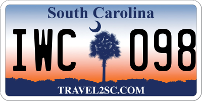 SC license plate IWC098