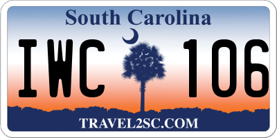 SC license plate IWC106