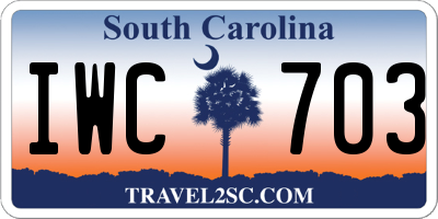 SC license plate IWC703