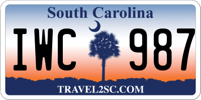 SC license plate IWC987