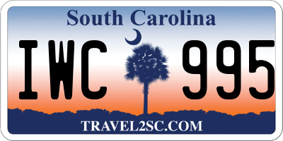 SC license plate IWC995