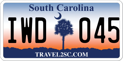 SC license plate IWD045
