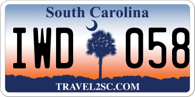 SC license plate IWD058