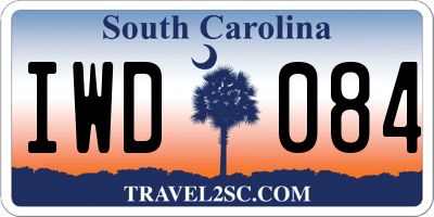 SC license plate IWD084