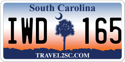 SC license plate IWD165