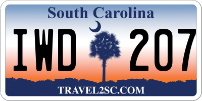SC license plate IWD207