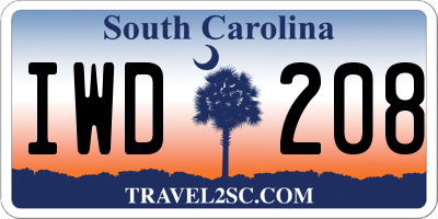 SC license plate IWD208