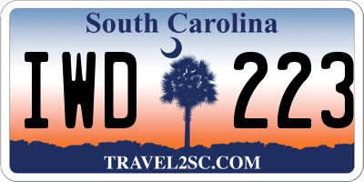 SC license plate IWD223